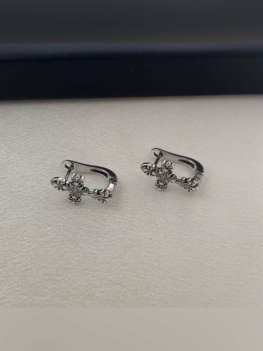 Vintage Cross Hoop Earrings for Men Women Streetwear Hip Hop Punk Unisex Style
